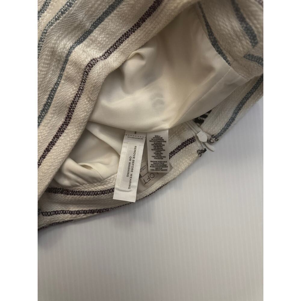 Ann Taylor LOFT Faux Wrap Mini Skirt 0 Cream Striped Euro Summer Vacation Resort - Picture 13 of 16